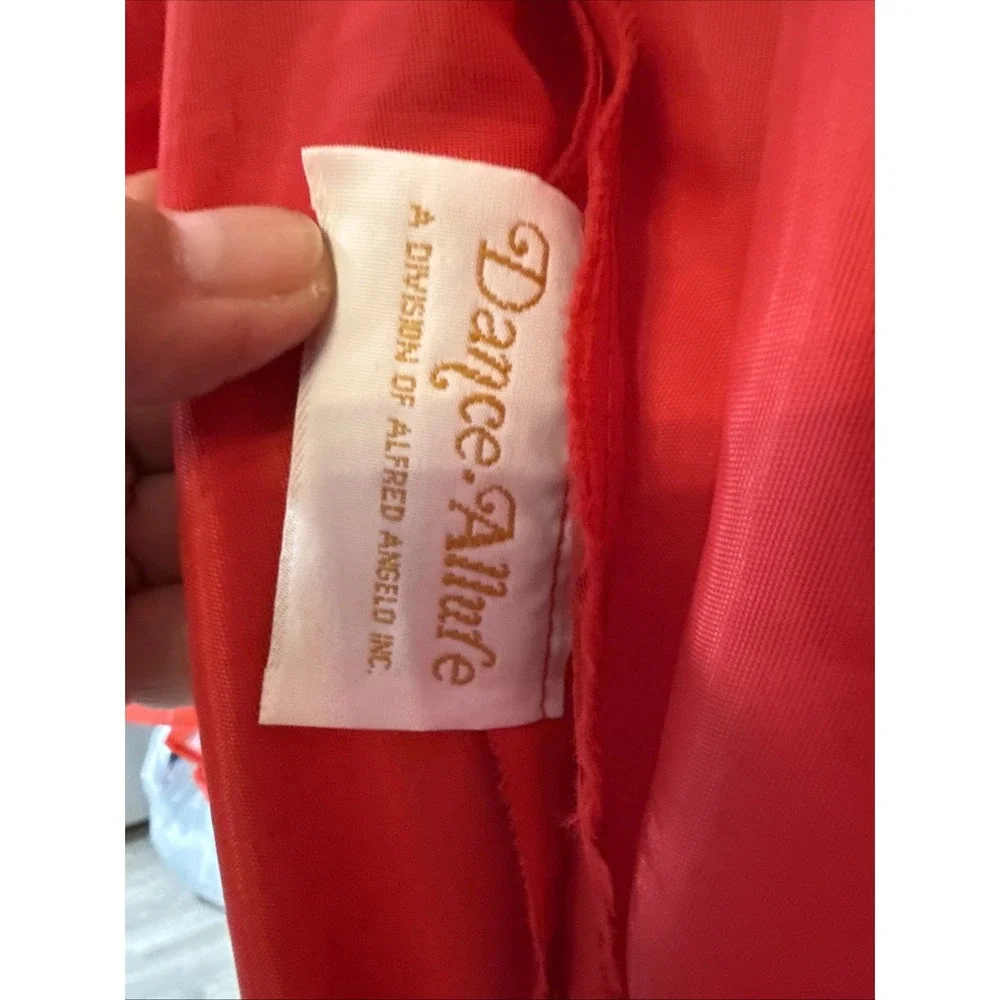Vtg Red Chiffon Union Made Full Maxi Sweetheart Prom‎ Party Dress Puff Sleeves - Picture 12 of 16